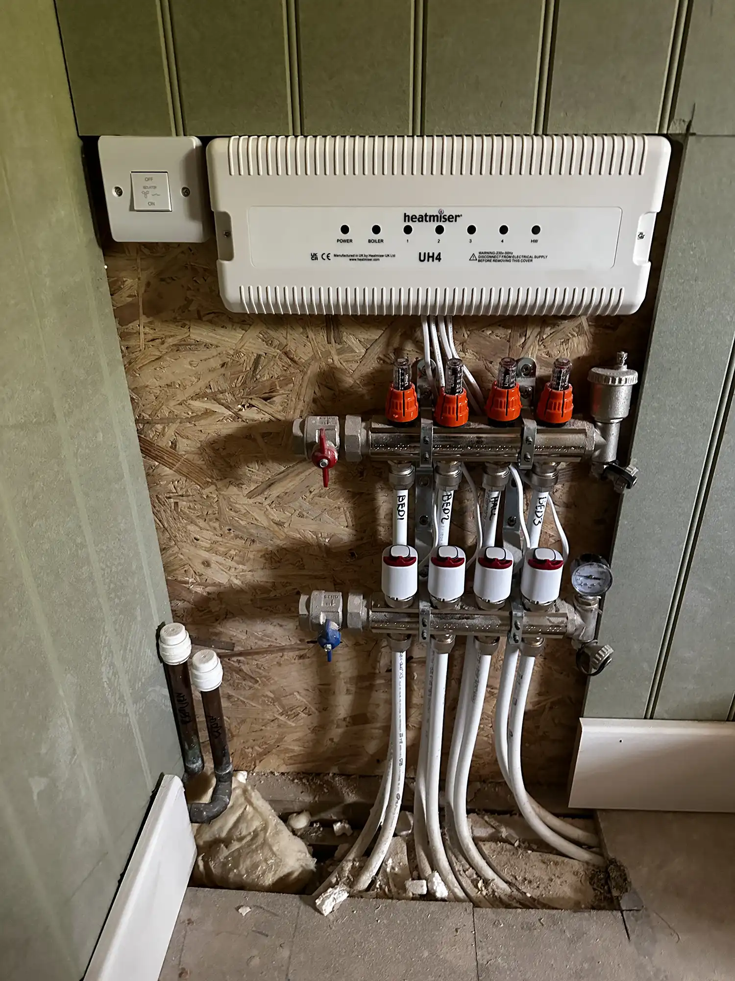 Neatly installed electrical controls